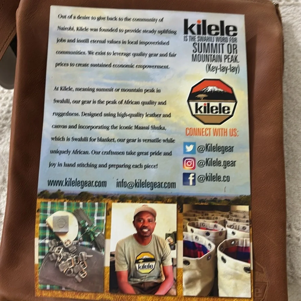 Kilele Hide‎ Envelope Brown and Tan Leather Messenger Crossbody Bag NWT